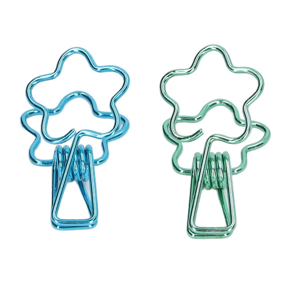 100 Pcs  Clips Hollow Cute Flower Shape Sturdy Metal Small  Clips for Office Documents A