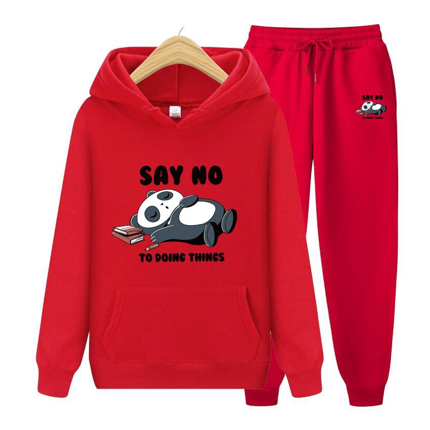 Hooded Sweatshirt Women's Hoodie Say No Men Suit Hoodie Two Pieces Set Autumn Men's Hoodie + Pants Sets