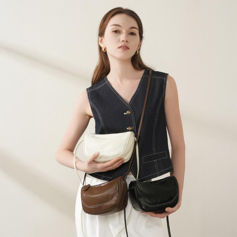Genuine Leather Women's Simple Top Layer Cowhide Bag  New High End Fashion Mother Bag  One Shoulder Crossbody Mini
