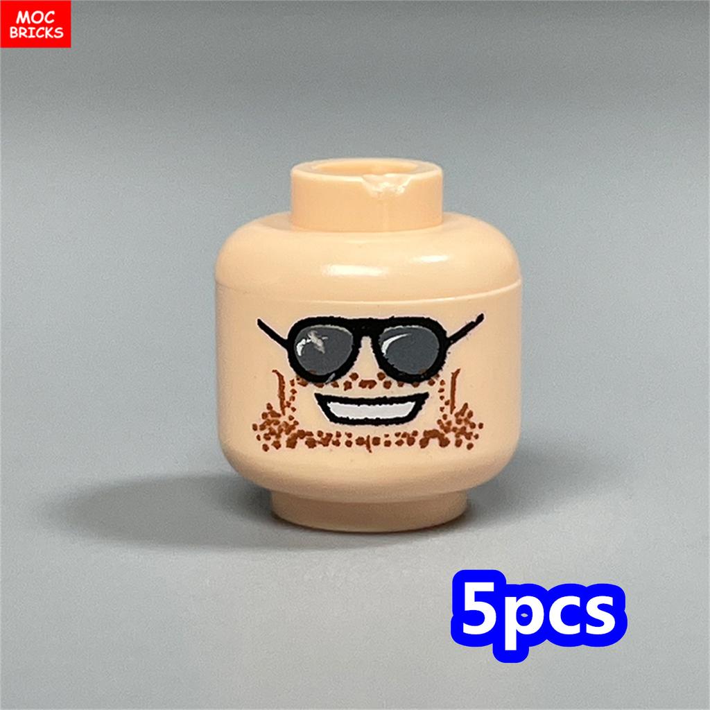 MOC Bricks Hollow Flesh Face Expression Head For 4cm Figure DIY Educational Building Blocks Toys For Children Gifts