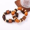 Retro literary personality wooden irregular geometric beaded stacked bracelet bohemian daily commuter woman