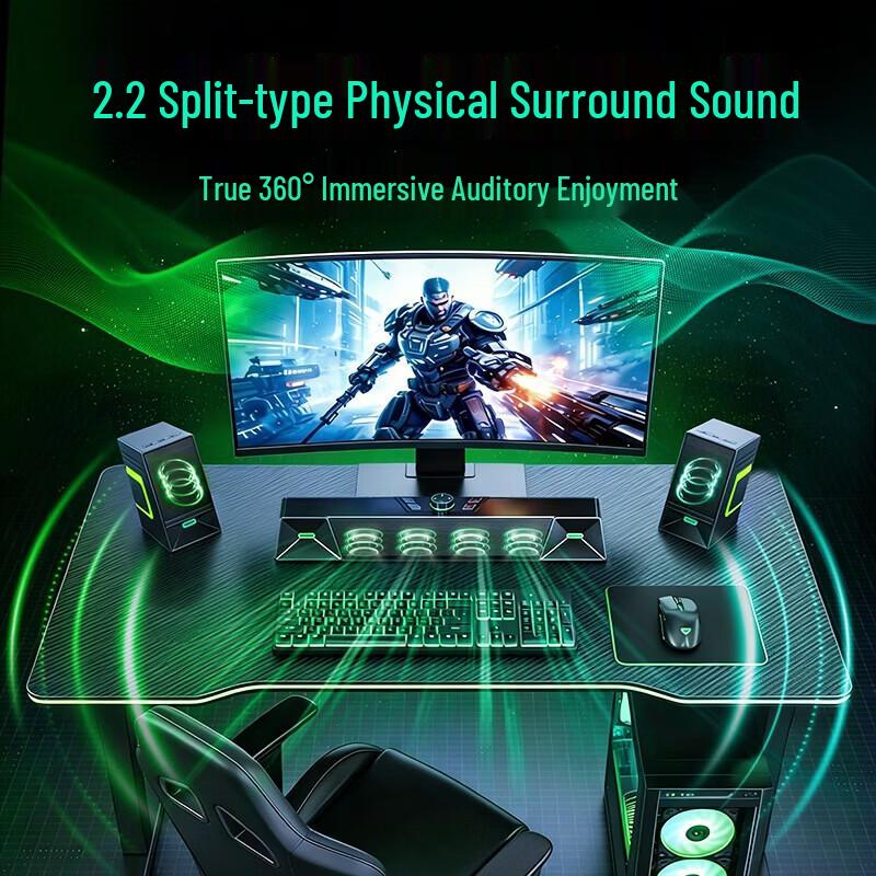 Newmine V6 RGB Gaming Speakers with Microphone CN plug (adapter included)