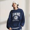 Li Ning Sport Lifestyle Series Letter Number Print Crew Neck Pullover Sweatshirt Unisex Sweatshirt Deep-Navy AWDTB59-3