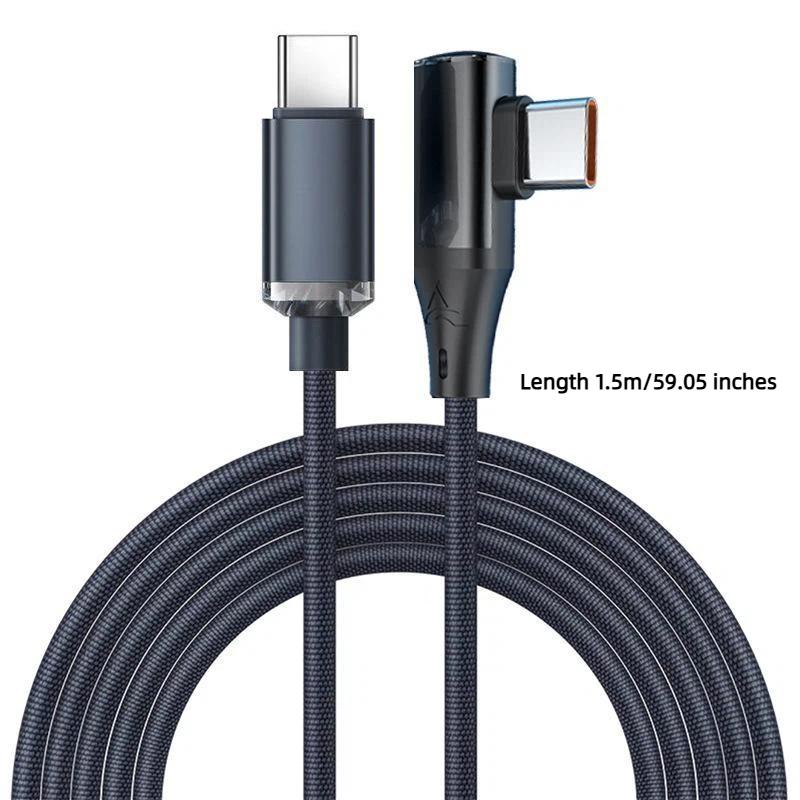 120W Super Fast Charging Cord Type C To Type C 90 Degree Elbow Cable 0.25/1/1.5/2M Length Usb C Quick Charge Phone Cables
