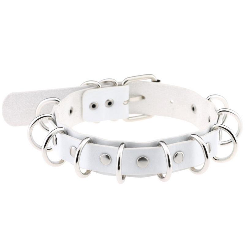 PU kožený gotický náhrdelník obojok Sexy špica okrúhly prsteň Kľúčna kosť Punk Rock Retiazka Choker Opasok Nastaviteľný golier Choker Cosplayer Halloween doplnok