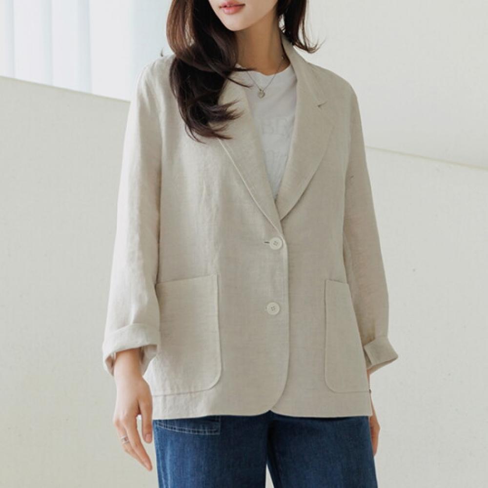 Dedra The Black Linen Jacket Black Oue3016