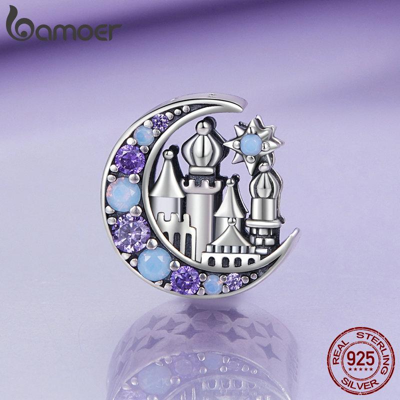 Bamoer 925 Sterling Silver Moonlight Jewels Charm Moonlight Castle Beads for Bracelet DIY Jewelry