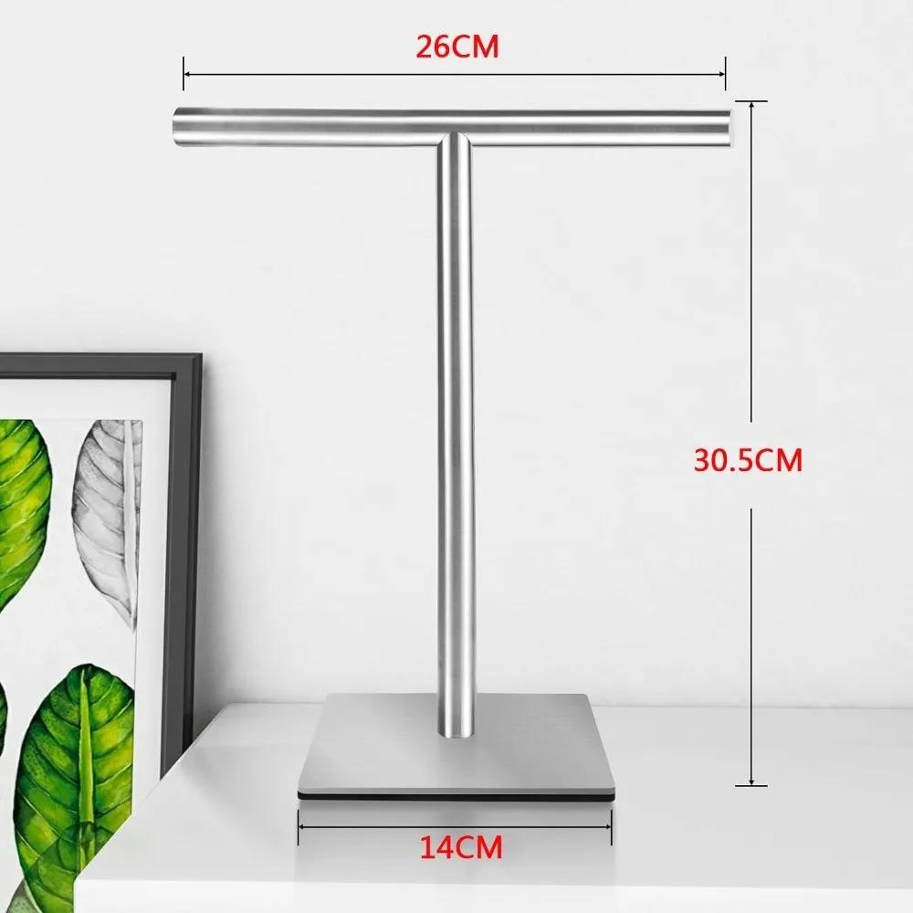 New Stainless Steel Towel Rack Movable Modern Style T-Shape Holder Multi-Purpose Rustproof Display Stand Kitchen