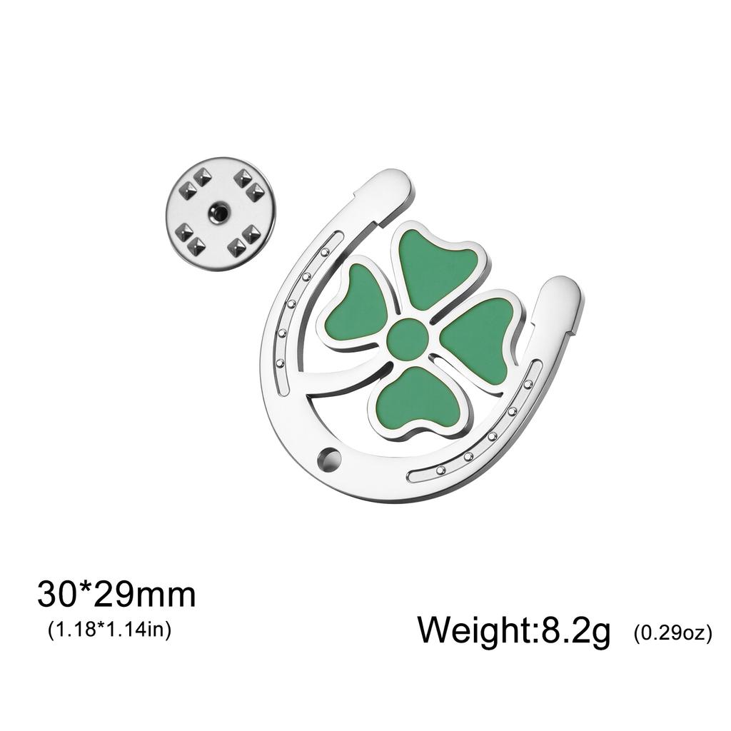 Lucky Four Leaf Clover Horseshoe Brooches Stainless Steel Enamel Pin Badges Fashion Jewelry Gifts Shirt Suit Hat Accessories
