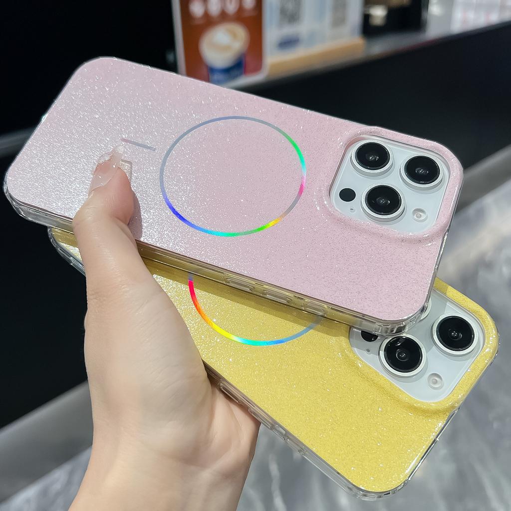 Applicable To Apple 16promax Mobile Phone Case IMD Double-sided Coated IPhone 15 Thin Circle Flash Powder Samsung S25