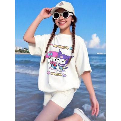Europäische Größen T-Shirt für Mädchen Entzückendes Cartoon-Oberteil Ideal für den Sommer Lässige Kleidung Geeignet für Kinder im Alter von 3 bis 13 Jahren