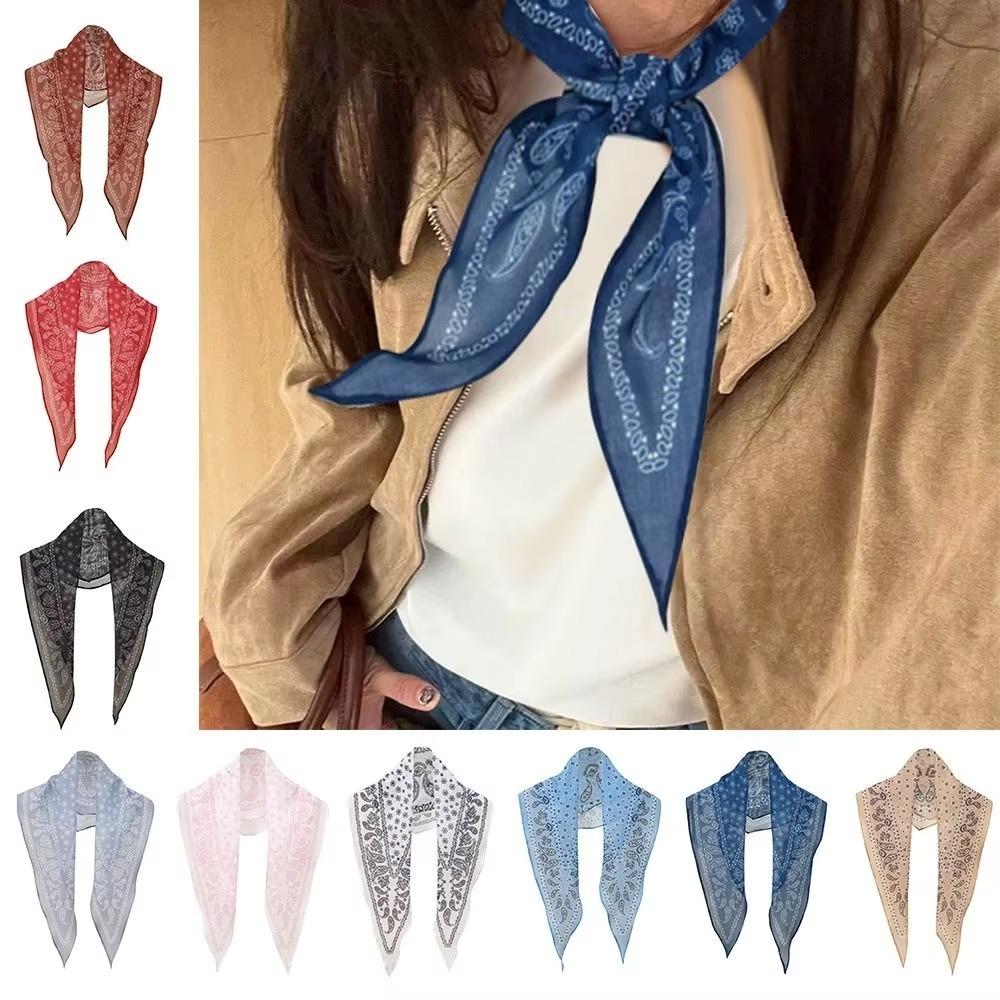 Versatile Women Girls Hijab Wraps Cashew Print Hair Ribbons Headbands Retro Leopard Headscarf
