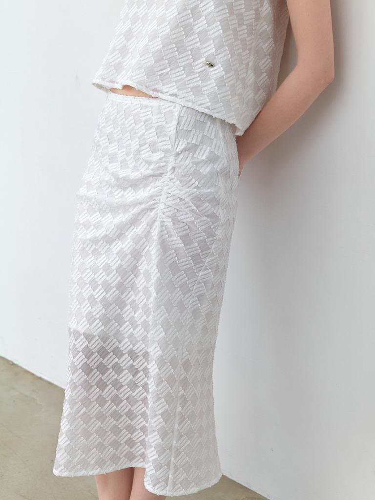 Atelier Nine Textured Check Set Shirred Skirt (Sk-5112)