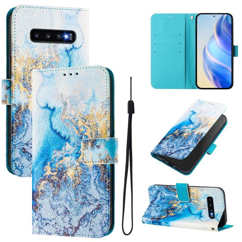 S10+ Leather Phone Case For Samsung Galaxy S10 Lite S9 S8 Plus S6 S7 Edge S10e Coque Flip Cover Wallet Magnetic Painted Cases