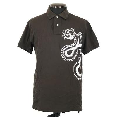 Snake Pattern Short Sleeve Polo Shirt/Men's Size L/Brown/Impact 21 Official Tag(USED)