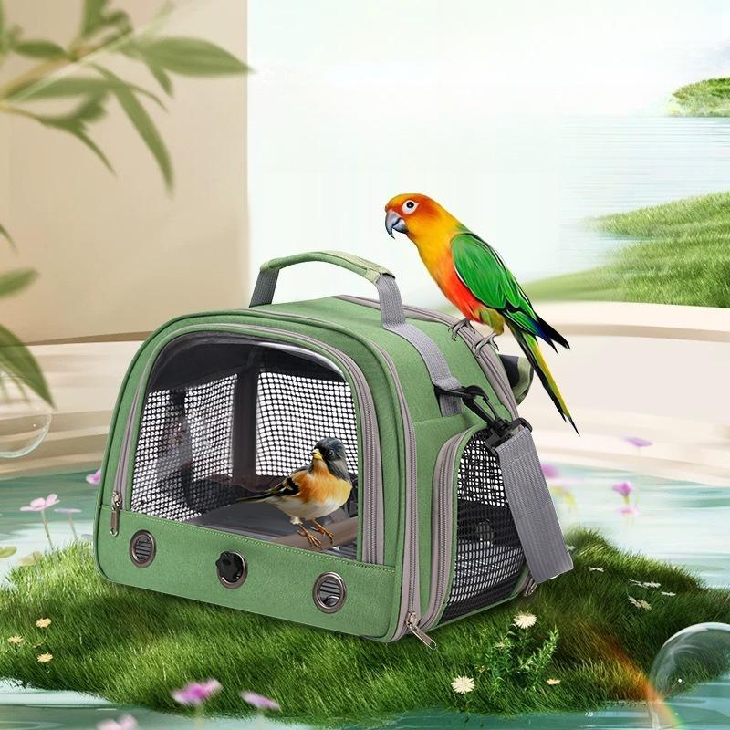 Portable Parrot Bag Bird Bag Breathable Bird Cage Porous Handbag with Tray Cup-eating Birdcage Bird Cage Pet Parrot Carrier Bag