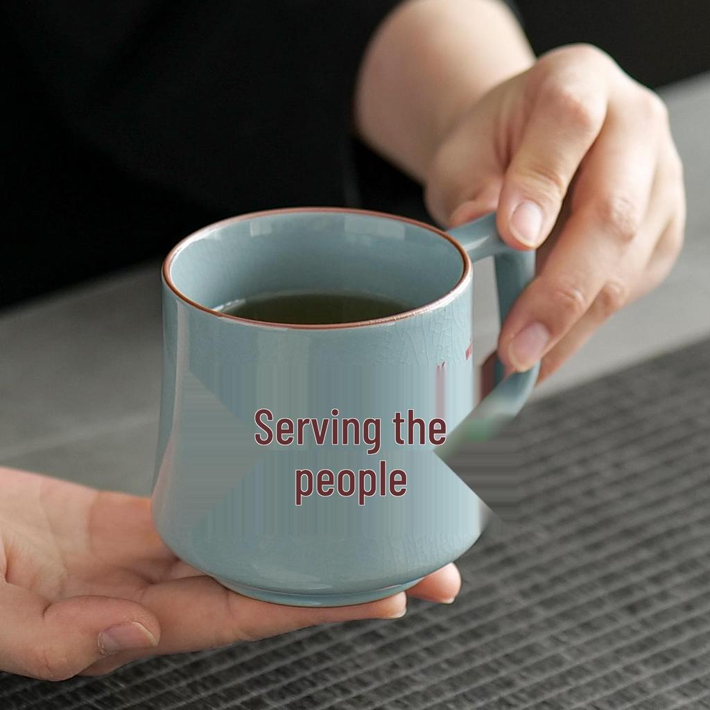 Creative Ru Ware Ceramic Mug with Lid - Perfect for Office, Tea, or Gift Use