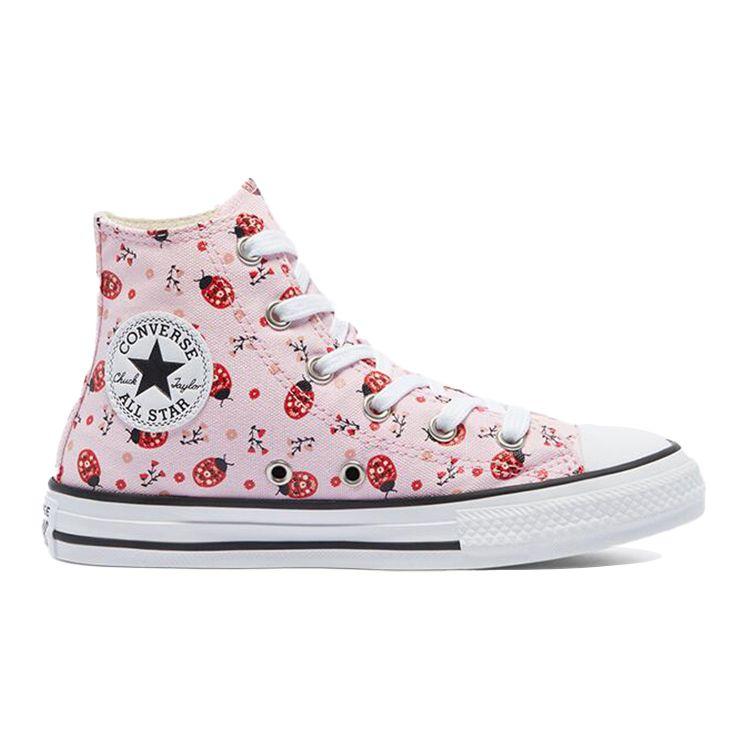 Converse High-Top Canvas Slip-Resistant Durable Kids Canvas Shoes Kids sneakers Pink White 671290C