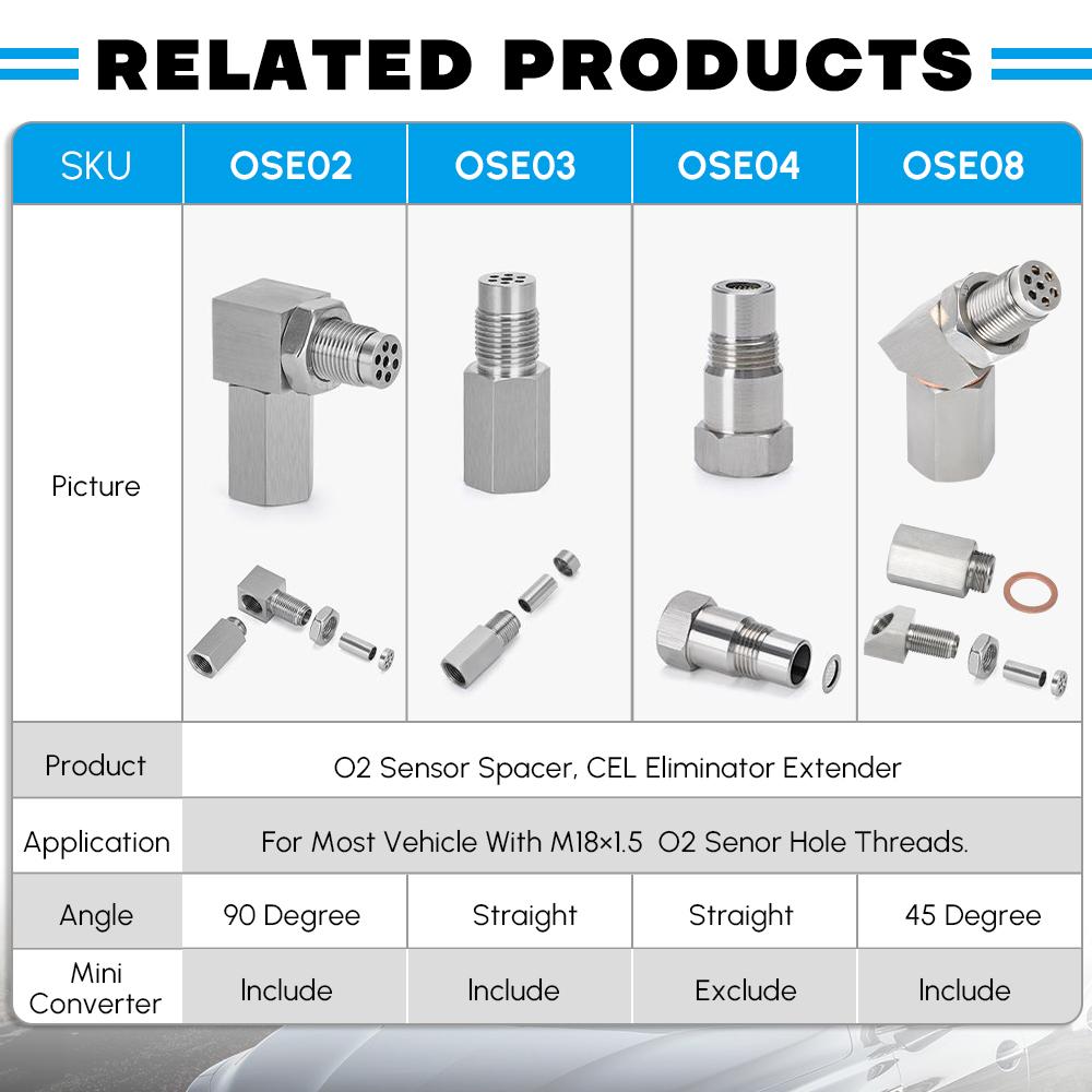 1 PCS Universal M18X1.5 Oxygen Sensor Extender 45 Degree 02 Bung Extension Catalytic Converter O2 Oxygen Sensor Spacer OSE08