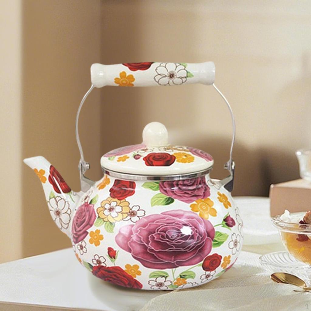 Enamel Tea Kettle 2.5L Teapot Beverage Jug Heat Resistant Water Pitche Thickened for