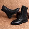 Fashion Men's Boots Black Luxury Brand Sewing Mens Shoes Rubber Casual Shoes For Men Genuine Leather Winter Boots Man Big Size 36-50