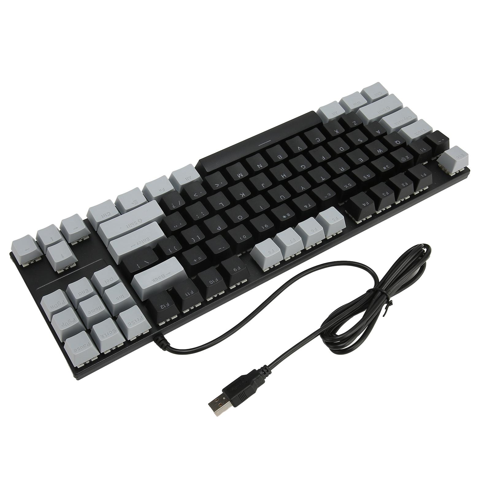 

Механическая клавиатура 87 клавиш с синим переключателем и RGB-подсветкой, контрастного цвета, эргономичная проводная клавиатура для