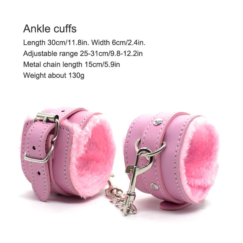 Leather Bdsm Handcuffs Sexy Ankle cuffs Adult Sex Toys for Womans Couples Fluffy Handcuffs Bdsm Slave Bondage Cuffs Sex Shop
