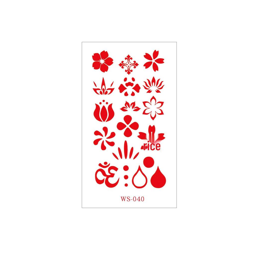 Waterproof Floral Forehead Tattoo Sticker for Women & Children - Ancient Costume Fairy Hanfu & Bride Red Stickers