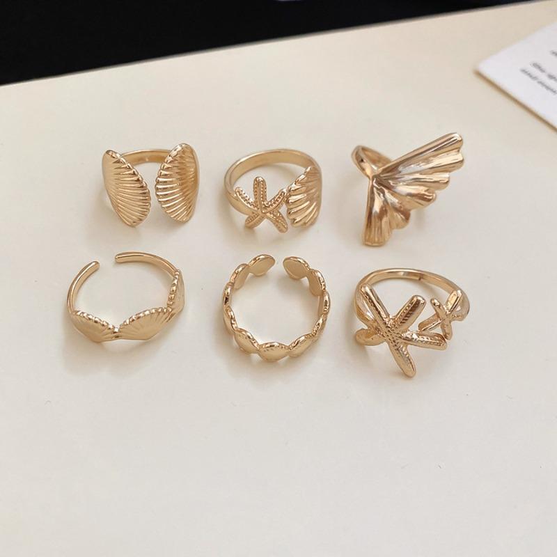 Mary Metal starfish irregular geometric open ring - minimalist luxury