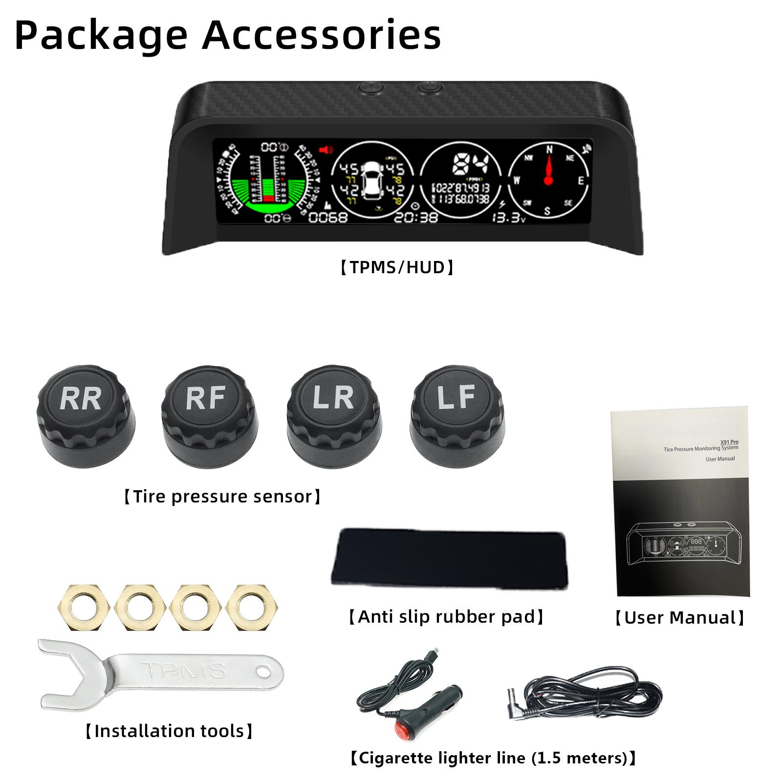 

Новый X91 TPMS Умный Уклономер 4 в 1 GPS TPMS Монитор Шин Инклинометр Датчик Температура Шин Предупреждение о превышении скорости X91-WZ