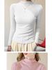 Women's Modal High Neck Long Sleeve Shirt - Elastic Slim Fit, Trendy Thin Style for Spring, Autumn, and Winter.