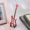 Hztyyier Wooden Miniature Guitar Red Mini Bass Replica Mini Musical Instrument Model with Stand for Home Decoration