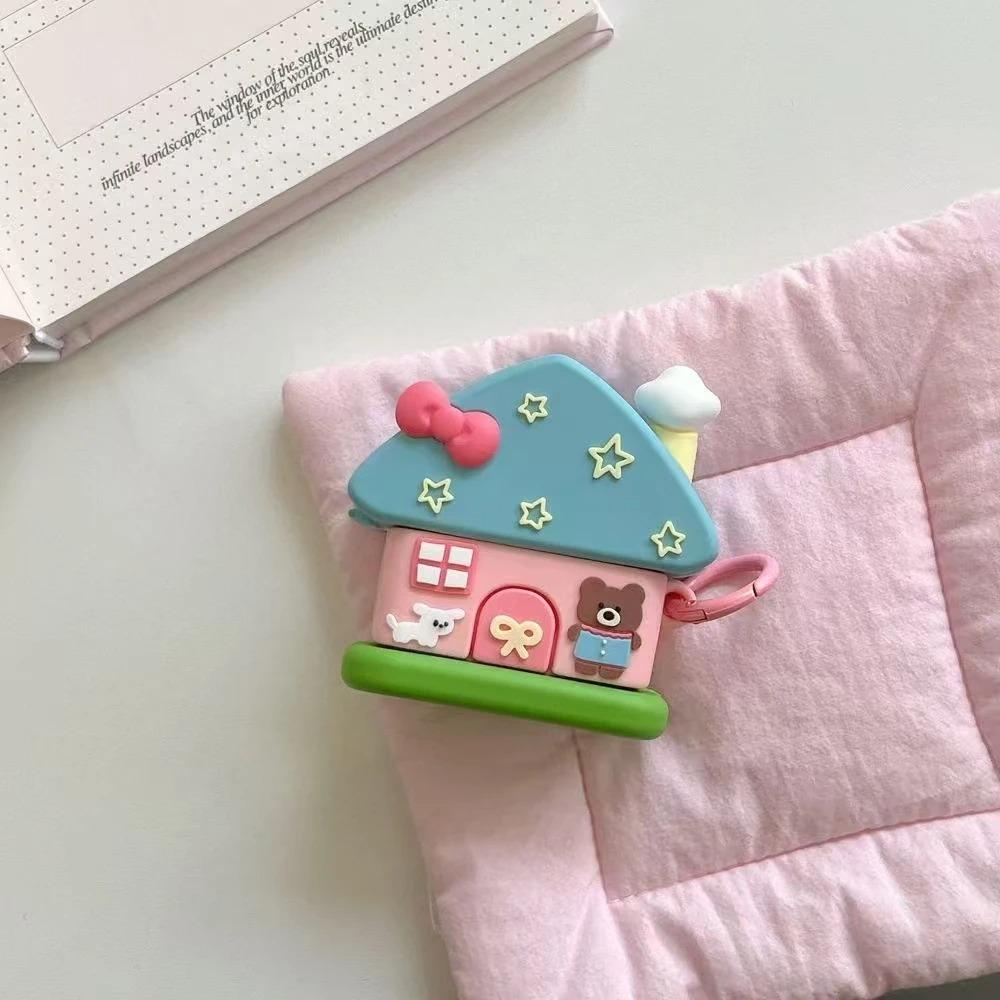 Cute Red Lodge Headphone Cover for Apple Airpods 1/2 Pro Pro2 3 4 Silicone Bear Soft Case