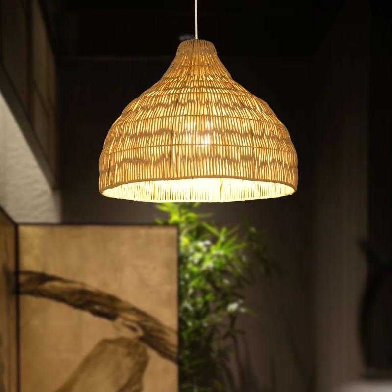 Wabi-Sabi Bamboo Rattan Pendant Lamp: Zen-Inspired Teahouse Lighting