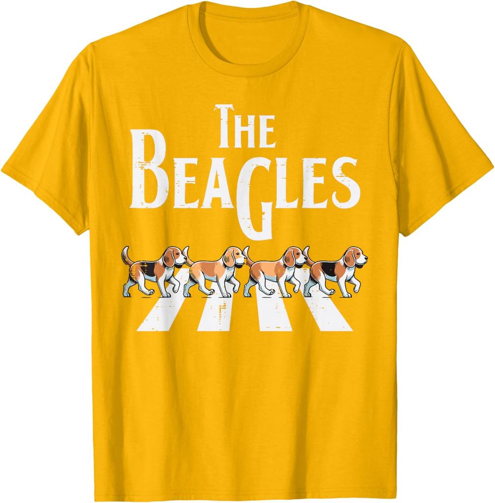 The Beagles Parody Abbey Road Walking Dogs Graphic Tee Casual Cotton TShirt for Men Women