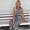 Letni damski modny kombinezon bez rękawów z nadrukiem w paski, luźny romper