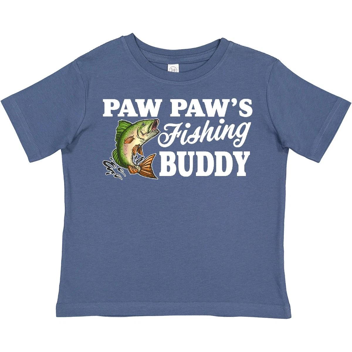 Inktastic Paw Paw s Fishing Buddy With White Text Toddler T-Shirt Kids Little I 120
