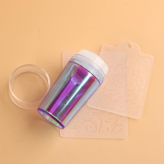 Yousheng 1 Set Nail Stamp Reusable Non-Deformed Good Ductility Round Silicone Stamper Transparent Nails Art Tool for Manicure