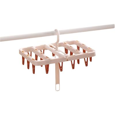 Portable 10/20 Clips Collapsible Clothes Drying Rack Plastic Space Saving Sock Drying Clip Windproof Clothes Hangers Travel
