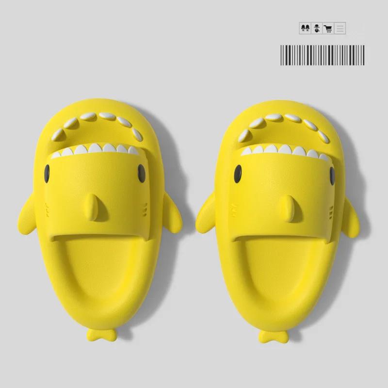 

Kids Shark Slippers Soft Sole Indoor Outdoor EVA Non-slip Slippers Fashion Children New Cute Cartoon Boys Girls Beach Slides insole 15cm жёлтый