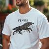 Fenrir Norse Wolf T Shirt Viking Mythology Design With Runic Patterns And Nordic Colors Vintage Breathable Streetwear