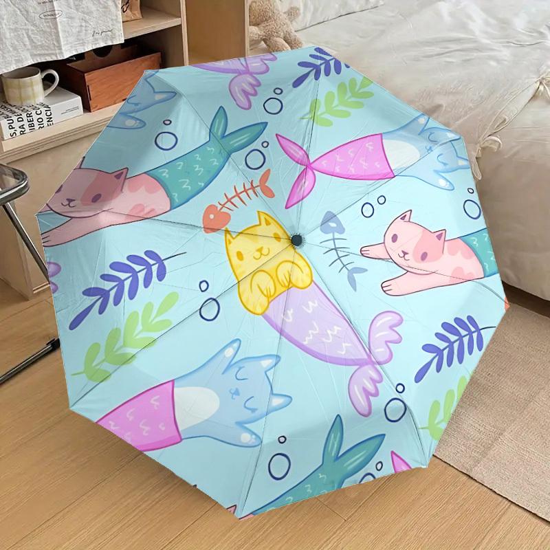 1pc Mermaid Cats Automatic Open/Close Umbrella, Formal Events - Ideal Gift for Family or Friends, Outdoor Accessory yy251211136