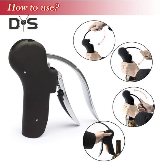 Wine Bottle Opener Vertical Lever Corkscrew Ergonomic Handle Non-Slip Multifunctional Quick Open Beverages Bottle Tool Home Bar Supplies