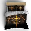 Fiery Lion Face with Cross Bedding Duvet Cover Set  (1*Duvet Cover 2*Pillowcases, Without Duvet Insert)