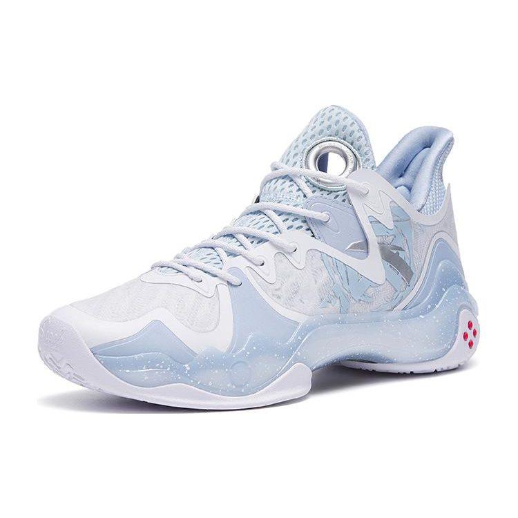 Anta Shock Wave 4 Cushioning Slip Resistant Abrasion Resistant Low top Basketball Shoes Men's Blue White 112311106-2
