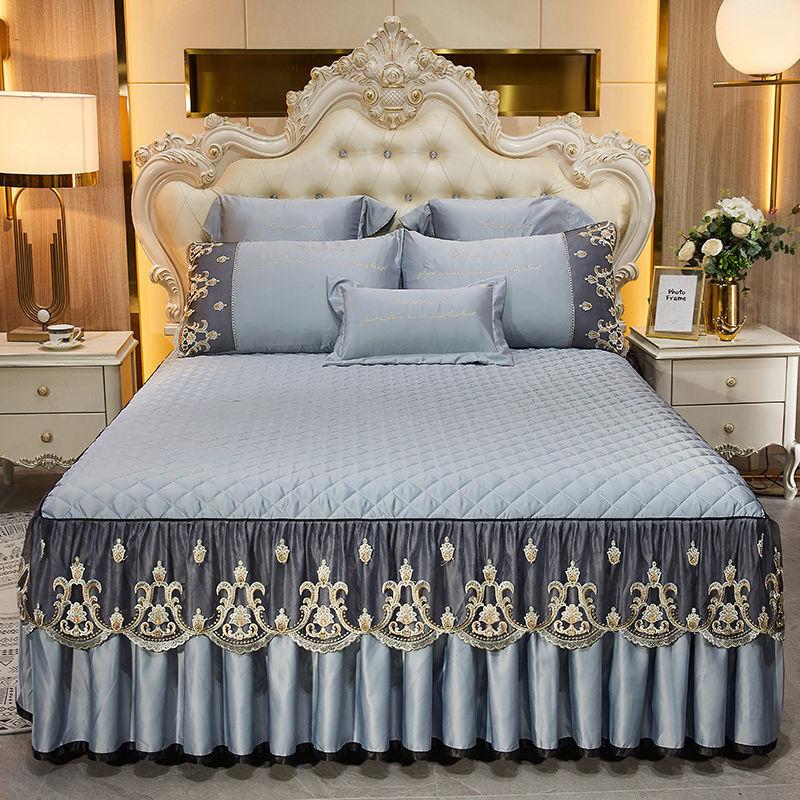 Kesha European Bedspread Cover Single-piece Bed Skirt Three-piece Set Padded Thickened Simmons Protective Cover 1.5m 1.8m Dream Field