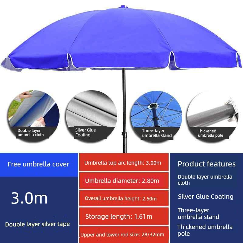 Outdoor Beach Parasol, Sun Umbrella, Large Commercial Umbrella for Shop Stalls, Waterproof and Sun-Protective Umbrella, Patio Umbrella, Canopy