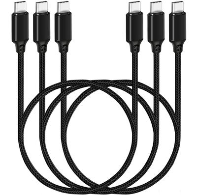 Tři 60cm USB C na USB C SUMPK 240W USB C Krátký PD USB Rychlonabíjecí Kabel Kompatibilní s Galaxy S Flip Kabely, 2.0 23/S 22/S 21/S 20+/S 10/Z