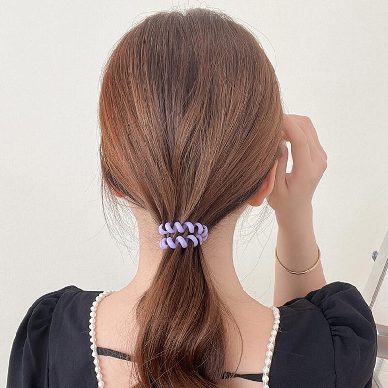 10P SET of matte color spring telephone cord hair ties without marks