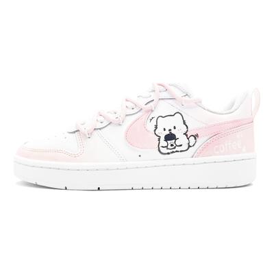 Court Borough 2 Cherry Sweet Cat Coffee Low Top Skateboard Shoes Unisex Pink White BQ5448-100(Team1118-)